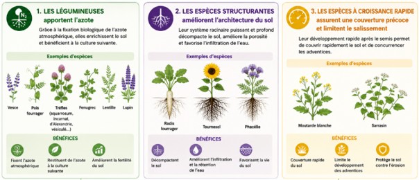 La complémentarité des espèces pour un couvert